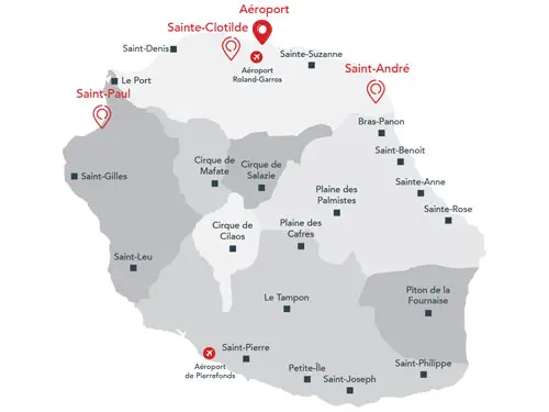 Carte de l'agence Aéroport Réunion