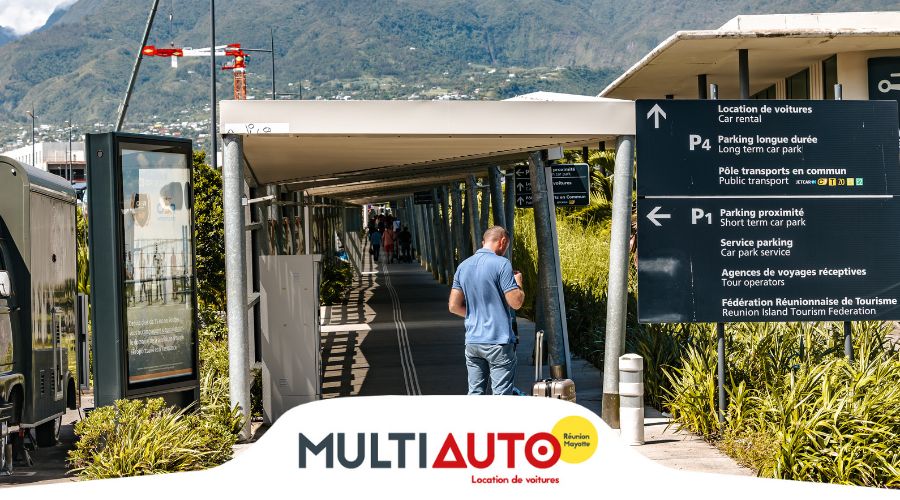 Accès aux comptoirs de location de voiture à l'aéroport de La Réunion