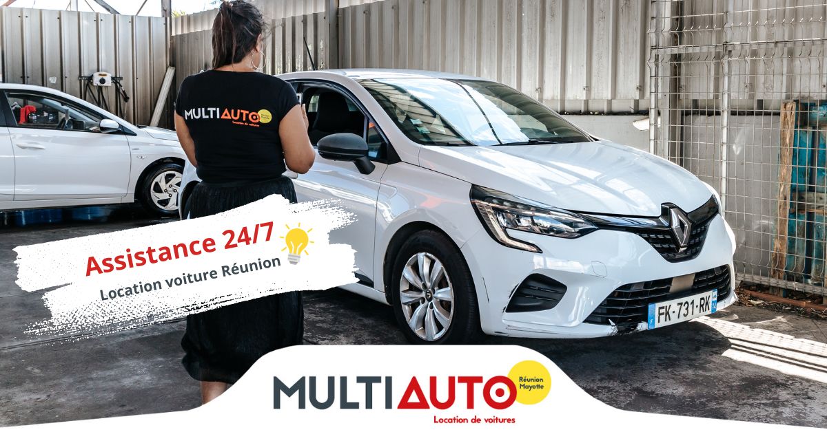 Équipe d’assistance Multi Auto prête à intervenir 24/7 pour votre location de voiture à La Réunion.